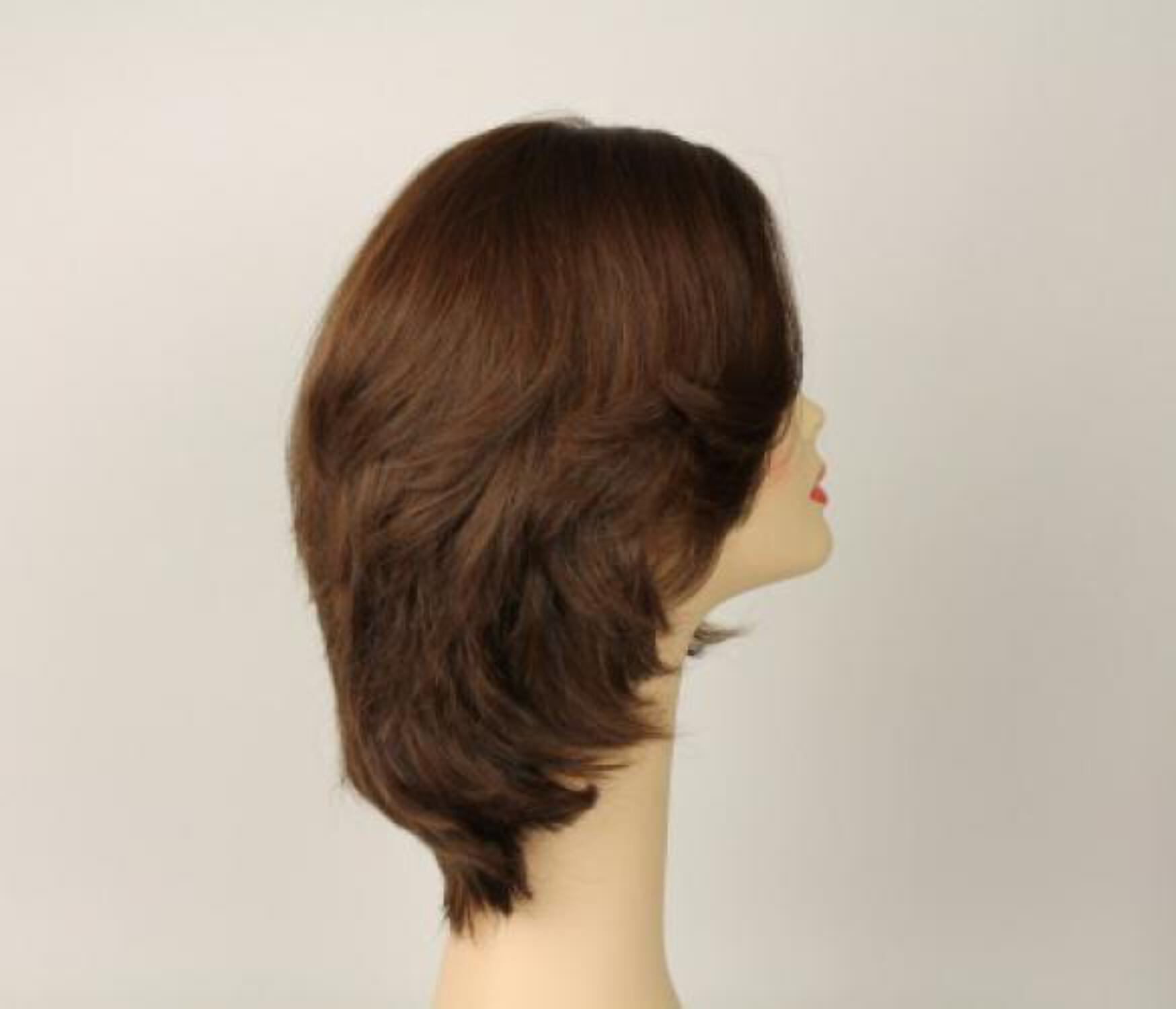 European Human Hair Freeda Wig Shlomit Brown With Reddish Highlights Skin Top Size M