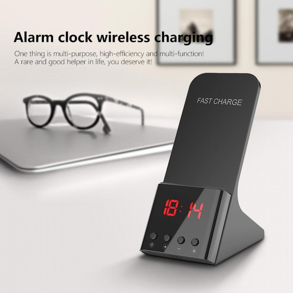 Digital_USB Electric Led Alarm Clock With Phone Wireless Charger Table Desktop 