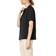 thumbnail image 5 of INSPIRE CHIC Women's Ruffled Button Down Shirt Short Sleeves Solid Work Office Blouse XS Black, 5 of 8