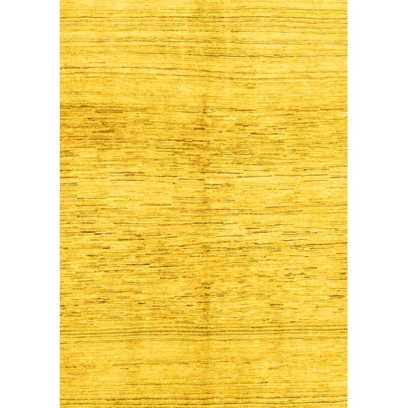 Ahgly Company Indoor Rectangle Solid Yellow Modern Area Rugs, 7' x 10'