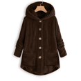 thumbnail image 1 of IMENGL Plus size button plush tops loose cardigan, Brown XL, Size M-5XL, 1 of 4