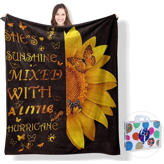 Sunflower Gifts for Women,Sunflower Blanket for Women,Friend Butterfly Blanket Inspirational Friendship Gift, Soft Warm Blanket for Women Birthday 50"x60"