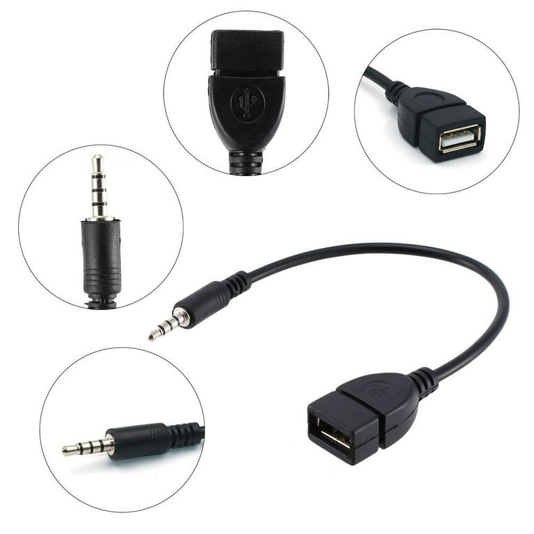 3.5mm Male Audio AUX Jack to USB 2.0 Type A Female Cable Adap OTG Converter  K7R3 