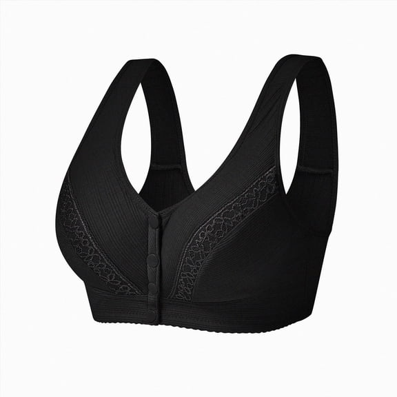 NIEWTR Bras for Women No Underwire Comfortable Full Coverage Front Closure Bralettes Adjustable Strap Wireless Everyday(Black,F/46/105/3XL)