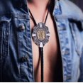 thumbnail image 3 of GHSDFBB Golden Initial A to Z in Flower Nursery Cowboy Bolo Tie with Cowhide Rope, 3 of 4