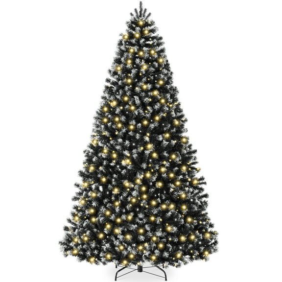 Best Choice Products Artificial Frosted Christmas Tree, 6ft Premium Pre-Lit Spruce Design, Dense Branches Black Spruce