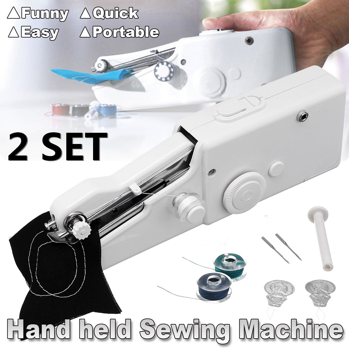 Mini Portable Stitch Hand Held Sewing Machine Stitch Sew Handy Cordless Repairs 
