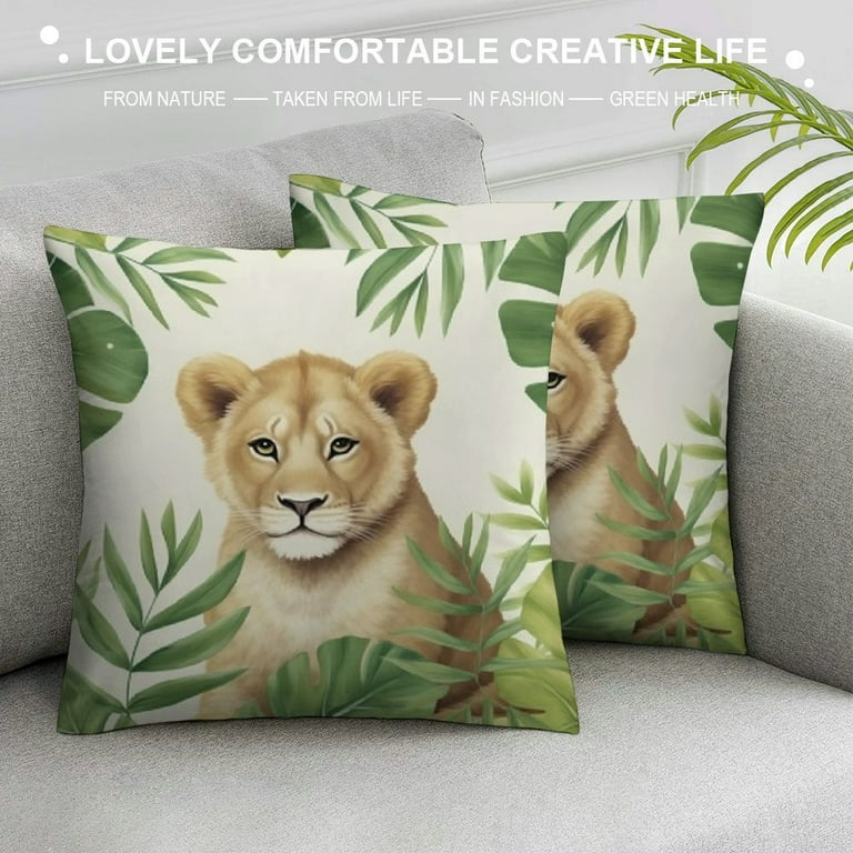 JEUXUS Jungle Animals Throw Pillow Covers Lion Giraffe Sloth Toucan Tropical Outdoor Decorative Pillows Cushion Cases for Couch Sofa Bed Home Decor Walmart