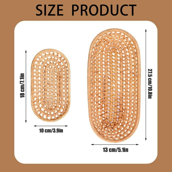 Boutique Kitchen Clearance Rattan Bread Baskets Handmade Woven Fruit Baskets Stackable Tabletop Food Vegetables Serving Storage Display Basket