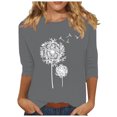 thumbnail image 1 of Plebaso Chemises à Manches 3/4 pour Femmes Col Rond Imprimé Hauts Amples Printemps Été 2025 Blouses pour Femmes, 1 of 4