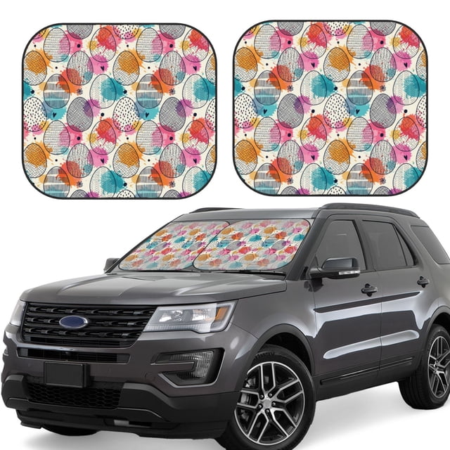 Vsdgher Easter Egg Print Car Windshield Sun Shade, Reflective Sunshade Window Sunshade Sun Visor Protector Fit for Cars,Trucks,SUVs-Medium