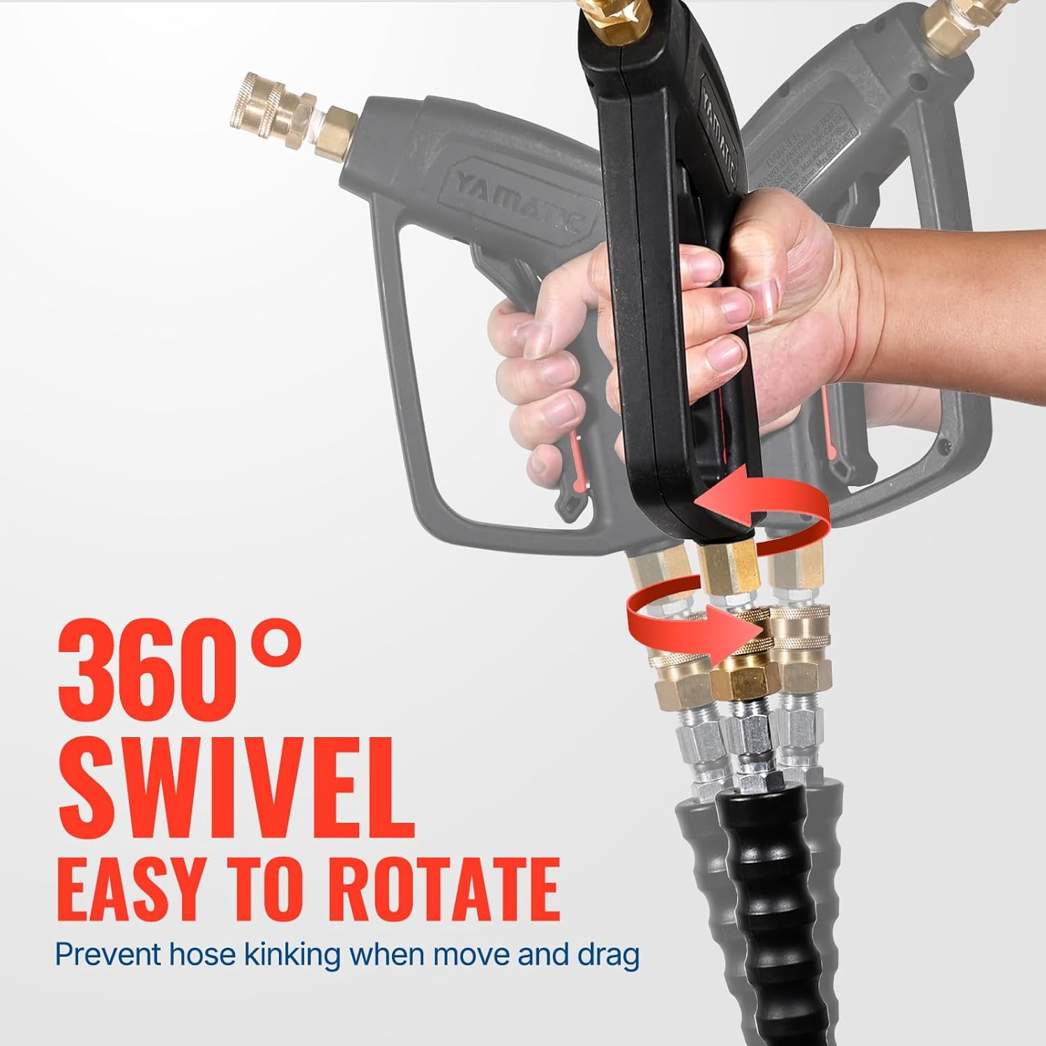YAMATIC Short Pressure Washer Gun, 4000 PSI, 3/8" Swivel Quick Connect, Easy Pull Trigger, Replacement for Ryobi, Simpson, Craftsman, DeWalt Power Washers