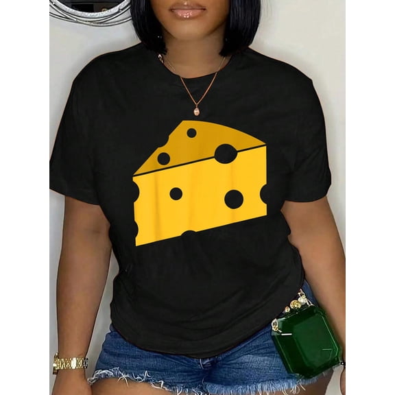 Cheese T-Shirt Women's Graphic Tee Casual Tops