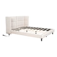 thumbnail image 3 of DreamBuck Queen Size Platform Bed with LED Lights, Headboard and Metal Legs, Linen Fabric Upholstered Platform Bed with Wood Slats Support, Platform Bed for , Teens, Adults, No Box Spring Needed, 3 of 9