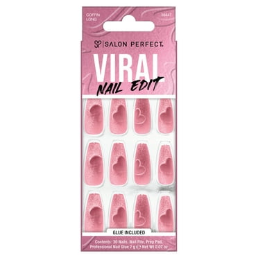 Salon Perfect Artificial Press On Nails, 310 Viral Naid Edit Magnetic Heart