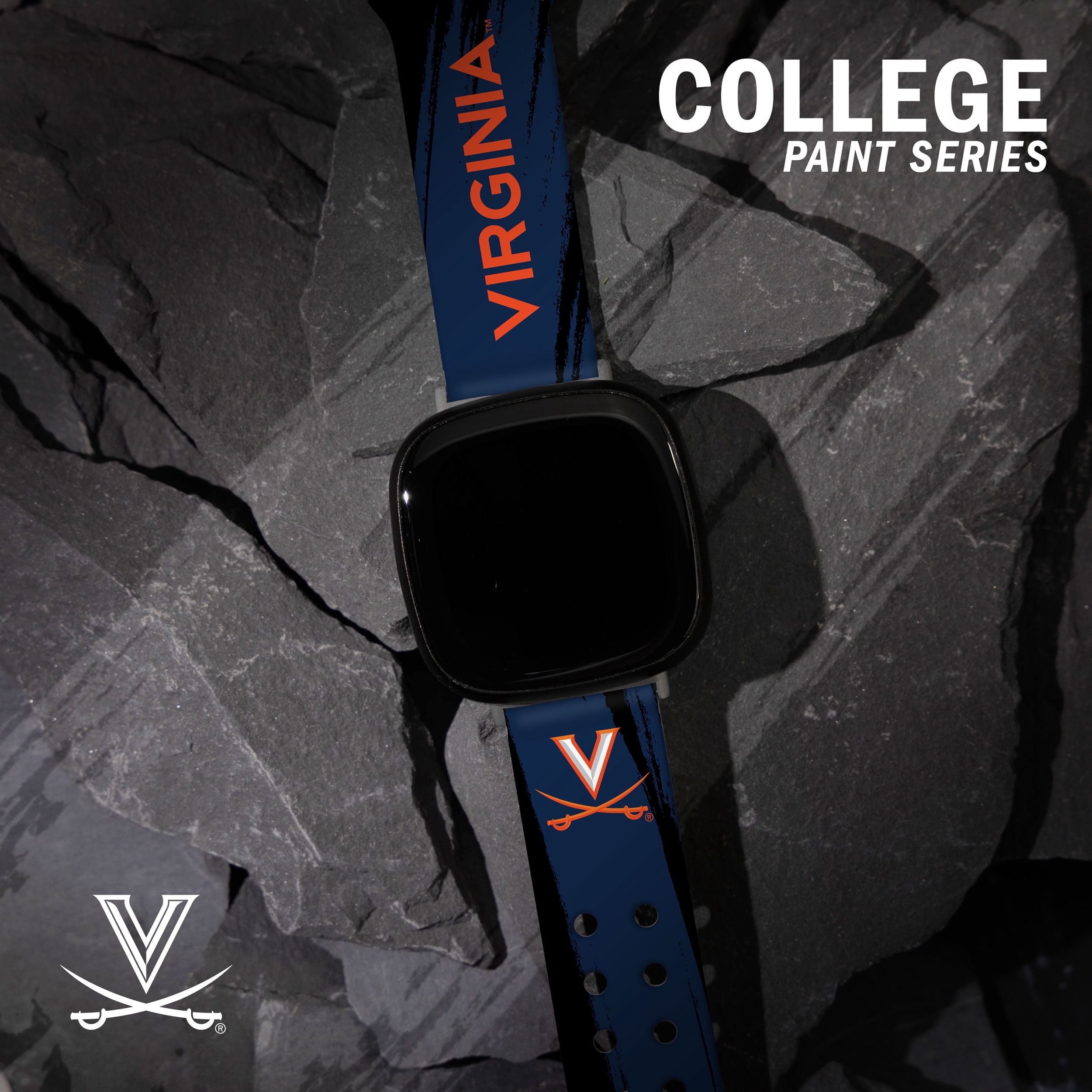Virginia HD Paint Stripe Unisex Watch Band for FitBit Versa 3 & Sense (Long)