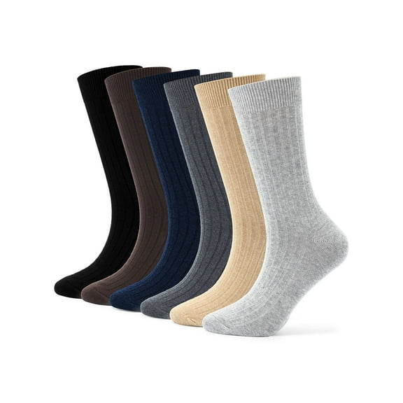 BadPiggies 6 Pairs Men's Cushion Crew Socks Athletic Performance Cotton Sock for Sport Everyday (Coffee, US 7-9)