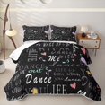 thumbnail image 2 of Erosebridal Modern Dance Quote Bed Spread Queen for Boys Girls, Musical Note Print Queen Coverlet Set, 3pcs, 2 of 7
