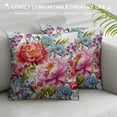 thumbnail image 3 of Heduofu Shabby Flora Throw Pillow Cushion Cover, Gentle Summer Flora Hyacinths and Vegetation, Decorative Square Accent Pillow Case, Soft Magenta White, 3 of 5