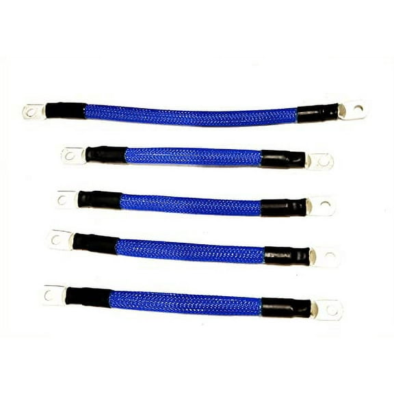 ACDC WIRE AND SUPPLY 2 Gauge Golf Cart Braided Battery Cable Set, (Blue) E-Z-GO 1994 & UP MED/TXT 36V U.S.A Made