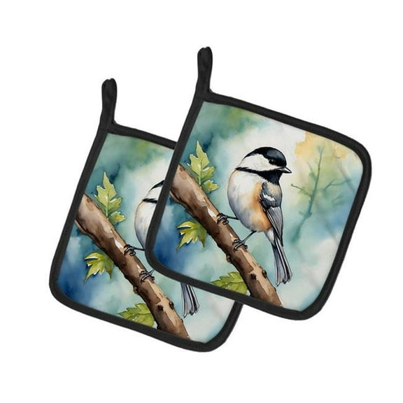 Carolines Treasures DAC7440PTHD 7.5 x 7.5 in. Massachusetts Blackcapped Chickadee Pot Holders - Set of 2