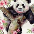 thumbnail image 6 of WYYP Panda Bear Pink Flowers Cute Round Tablecloth Full Width Single-Sided Printing 100% Polyester Fiber Waterproof White, 6 of 8