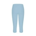 thumbnail image 5 of Tuphregyow Womens High Waist Casual Pant Comfy Quick Dry Capris Elastic Fashion Fitting Pants Workout Knee Length Pants With Pockets Solid Light Blue L, 5 of 6