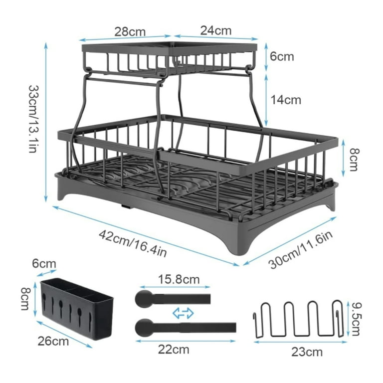 Baroflone Dish Drying Rack, 2 Tier Dish Drying Rack Large Capacity, Rust- Proof Stainless Steel Dish Racks for Kitchen Counter with Drainboard,  Cutting Board Holder - Black - Yahoo Shopping