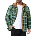 thumbnail image 5 of INSPIRE CHIC Men's Quilted Jacket Drawstring Hooded Zipper Padded Plaid Shacket XL Green Khaki, 5 of 6