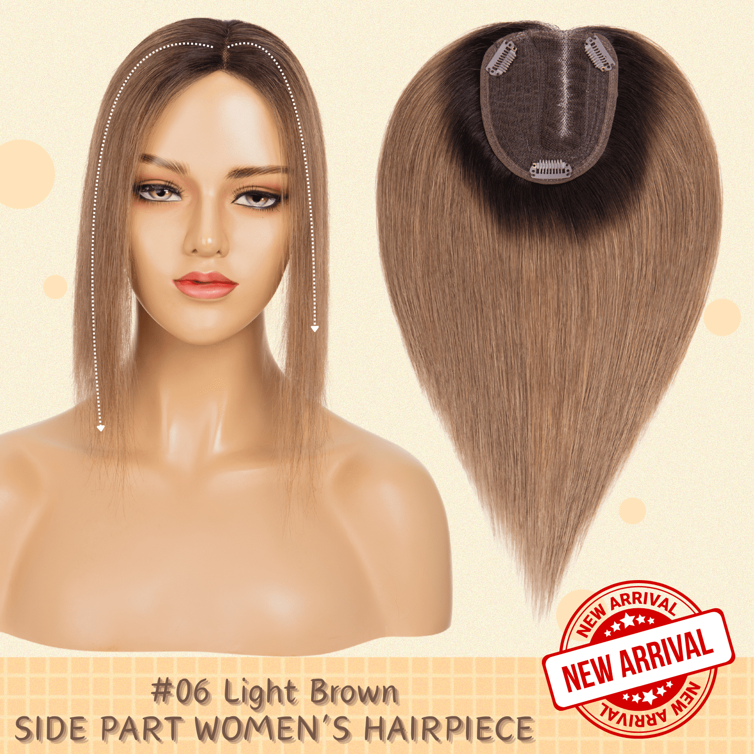 Benehair 10*12cm Side Part Clip In Hairpiece 100% Remy Real Human Hair Topper Hair Piece Wigs Handtied Lace Base For Woman Thin Hair Loss Top Piece Ombre Balayage 10inch