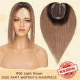 thumbnail image 4 of Benehair 10*12cm Side Part Clip In Hairpiece 100% Remy Real Human Hair Topper Hair Piece Wigs Handtied Lace Base For Woman Thin Hair Loss Top Piece Ombre Balayage 12 inch, 4 of 10