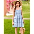 thumbnail image 2 of Oudiya Girls Summer Sundress Spaghetti Strap Boho Cami Ruffled Tiered Dresses Casual Midi Party Dress, 5-13Y, 2 of 7
