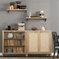 thumbnail image 2 of Surmoby 34.3" Rattan Sideboard Buffet Cabinet Set of 3,Boho Sideboard Storage Cabinet with Doors Farmhouse Kitchen Buffet Credenza, Liquor Cabinet Accent Cabinet,Light Oak, 2 of 7