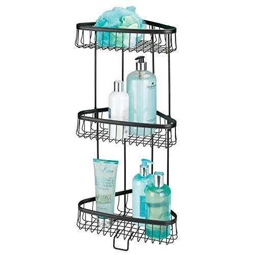 mDesign Metal 3Tier Bathroom Corner Shower Shelf Free Standing