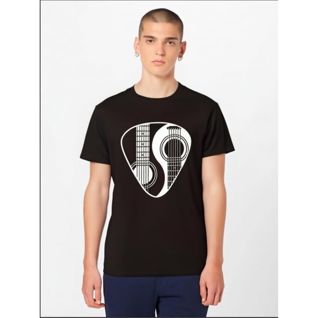 Camiseta de manga corta con estampado de guitarra creativa y moderna para hombre, camisetas informales