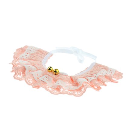 and dog Lace Bibs Scarf Collar Cute Princess Dress Up Adjustable Puppy Decoration Small Bell Accessories Pink