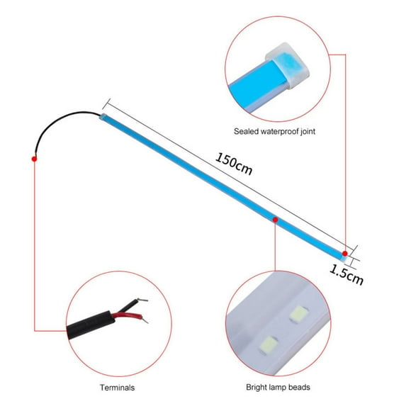HOARBOEG Car Hood Light Strip, 47 Inch Led Strip Lights For Car Hood Universal Engine Hood Guide Decorative Light Bar 12V Flexible Headlight Daytime Running
