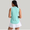 thumbnail image 5 of Womens Summer Tops Athletic Curved Collar Half Zip Breathable Sleeveless Tennis Top Shirts for Women Green XL, 5 of 9