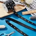 thumbnail image 3 of 1 Set 9 Yards(8.2m) PU Leathers Lace with Rivet 0.8inch Wide Black Studded Beading String Gothic Leathers Trim with Brass Round Stud Punk Suede Cord Rope with Spool for DIY Sewing Crafting, 3 of 7