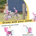 thumbnail image 4 of Glerc Maggie 16 inch Kids Girls Bike for Ages 4-7 Years Old Children, Princess Style Kids Bicycle with Doll-Seat & Basket & Training Wheels, Purple, 4 of 9