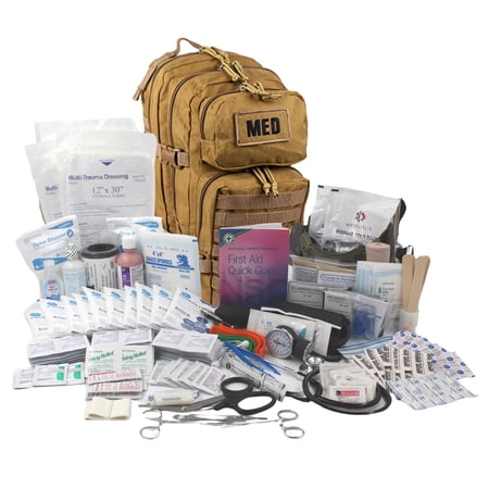 Luminary Tactical Trauma Kit Fully Stocked First Aid Backpack Medical Bug Out Bag Coyote Tan