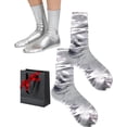 thumbnail image 1 of Laminated Socks, Metallic Silk Ribbed Socks, Shiny Luxury Elegant All-Season Comfort Sock for Daily & Party Wear, 1 of 7