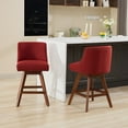 thumbnail image 6 of DONICK Swivel Counter Height Bar Stools,Modern Fabric Upholstered Nailhead Wood Legs for Dining Room,Island,Bar,Kitchen(Red,Set of 6), 6 of 15