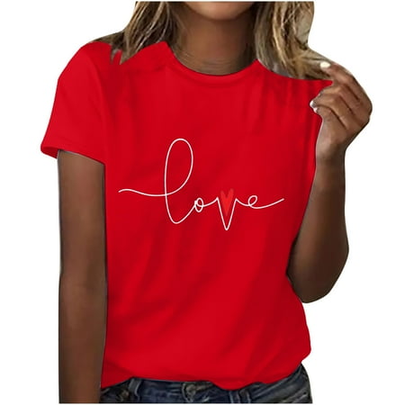 

Womens Tops Corset Tops for Women Adult Trendy Short Sleeve Crew Neck Valentine s Day Printed Leisure Blouse T-Shirt Tops Shirt White Long Sleeve Shirts for Women Valentine Shirts for Women