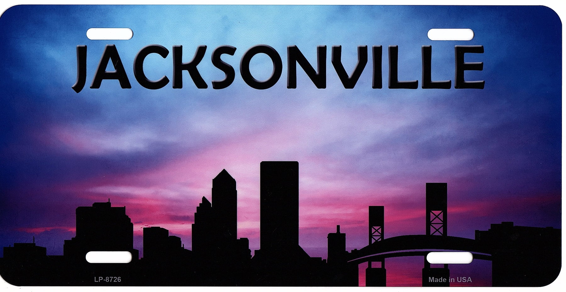 Jacksonville Skyline Silhouette Metal License Plate