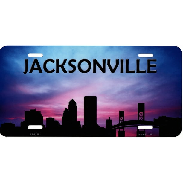 Jacksonville Skyline Silhouette Metal License Plate