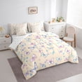 thumbnail image 3 of Feelyou Dreamy Butterfly Child Bedding Comforter Set 7pcs, Kawaii Cartoon Animal Queen Bedding Sets, Blossoms Flower Floral Reversible Queen Sheet Sets, Luxury Bedroom Decor, 3 of 8