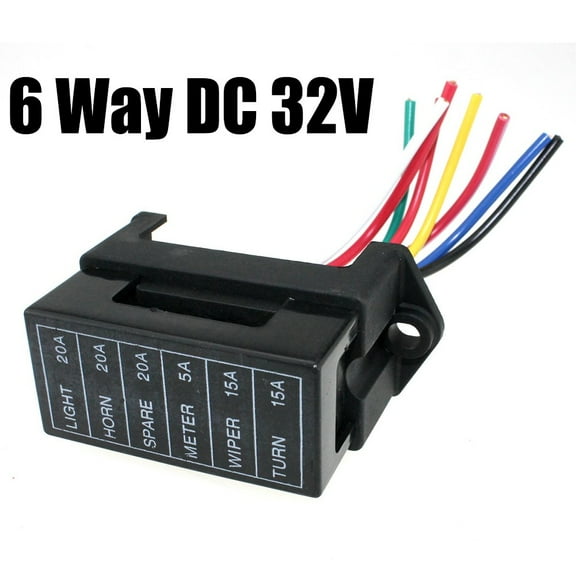 6 Way Car Motorcycle Circuit Blade Fuse Box Case Block Holder With 2 Input Wires 6 Output Wire Harness Atc Ato Automotive Access