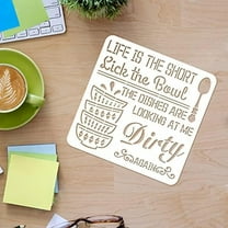 Kitchen Words Stencil Decoration Template 11.8x11.8 inch Plastic Kitchen Quote Stencils Square Reusable Stencils for Painting on Wood Floor Wall and Fabric
