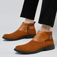 thumbnail image 6 of Men's Genuine Leather Buckle Dress Chelsea Boots with Side Zipper Fashion Pointed Toe Waterproof Non-Slip Casual Business Formal Booties, 6 of 6